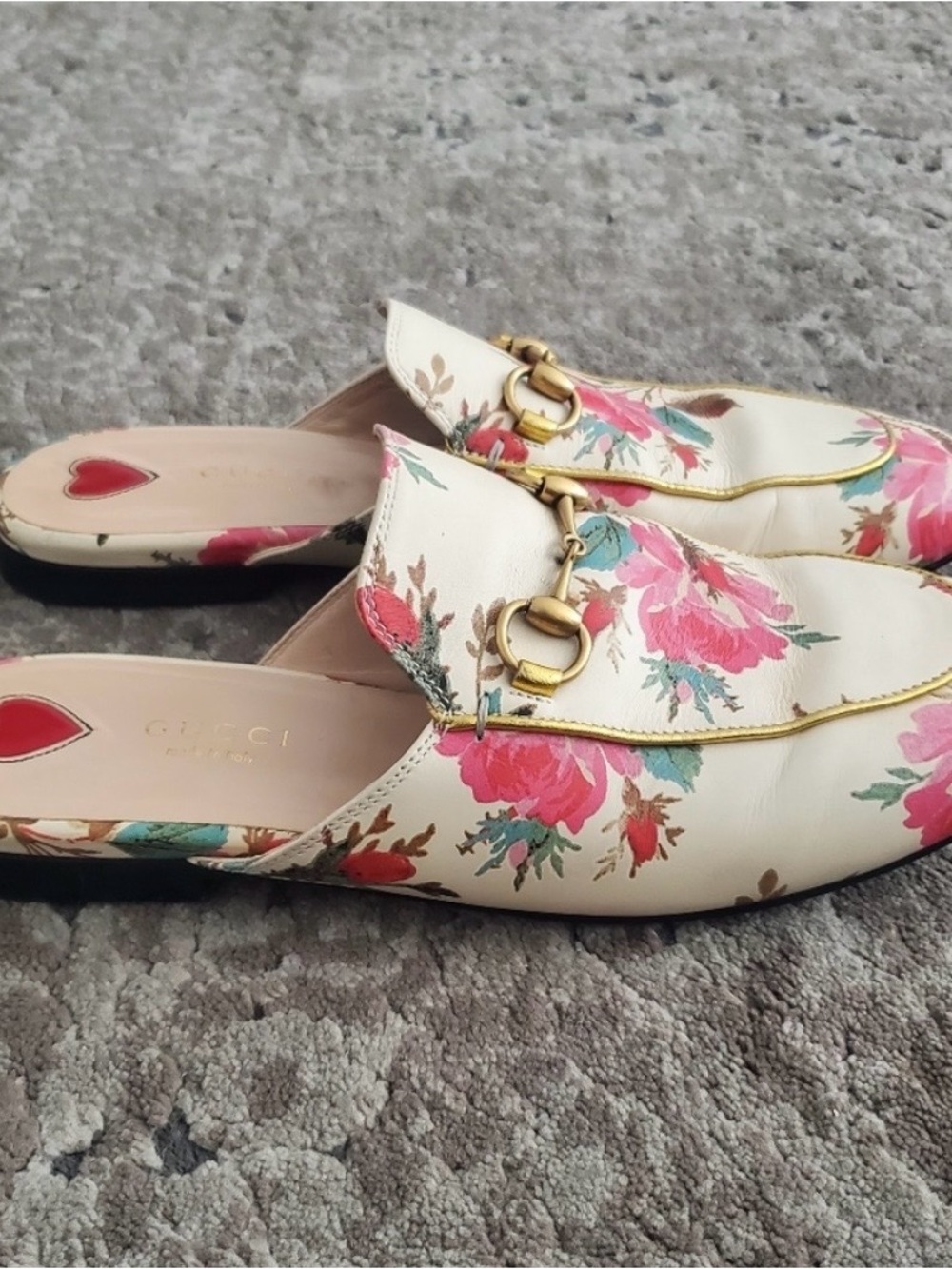 Gucci Princetown Floral Horsebit Mules 37.5 - Picture 7 of 9